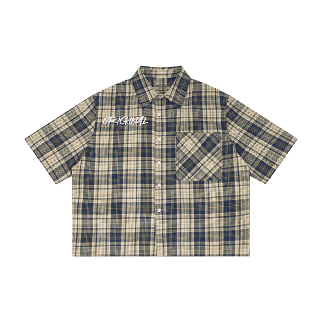 Unisex Plaid Boxy Short Sleeve Shirt