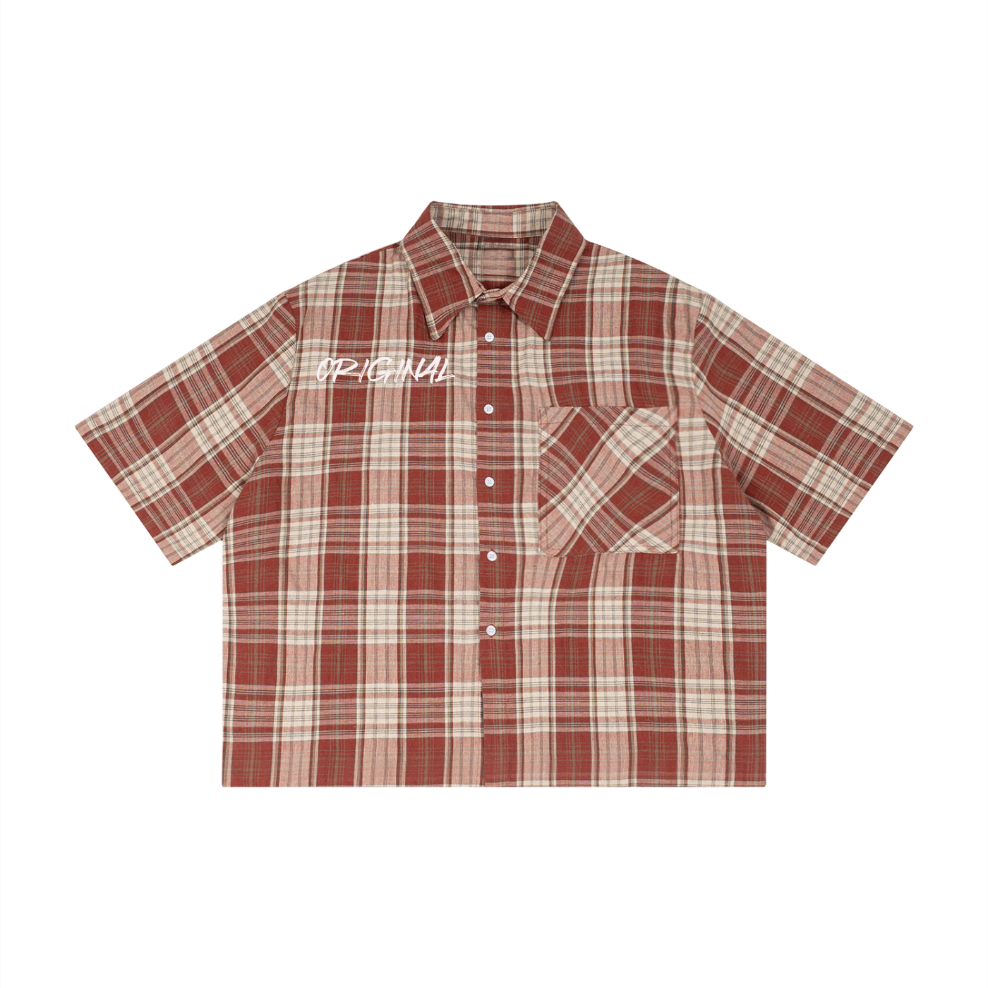 Unisex Plaid Boxy Short Sleeve Shirt